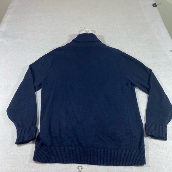 GOODFELLOW Mens Cardigan Sweater  button Down pockets Navy blue Cowl collar M. - Picture 7 of 8